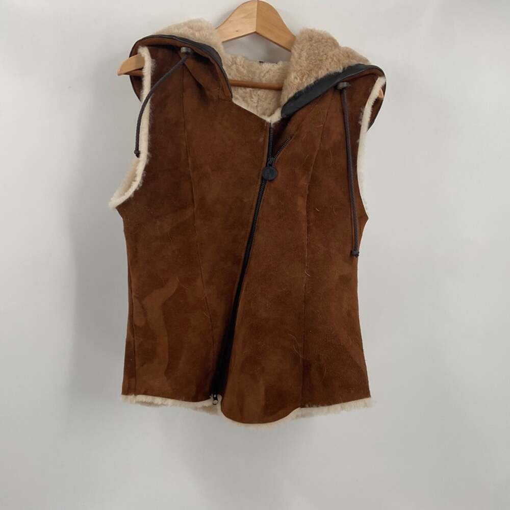 Great Greenland sherpa suede leather vest